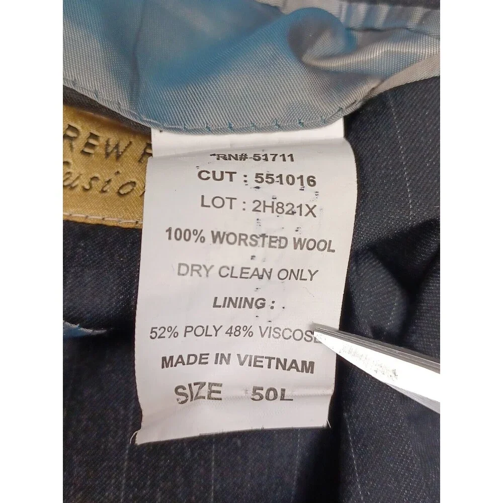 Andrew Fezza Wool Mens Black Blazer Sport Coat Pinstripe 50L